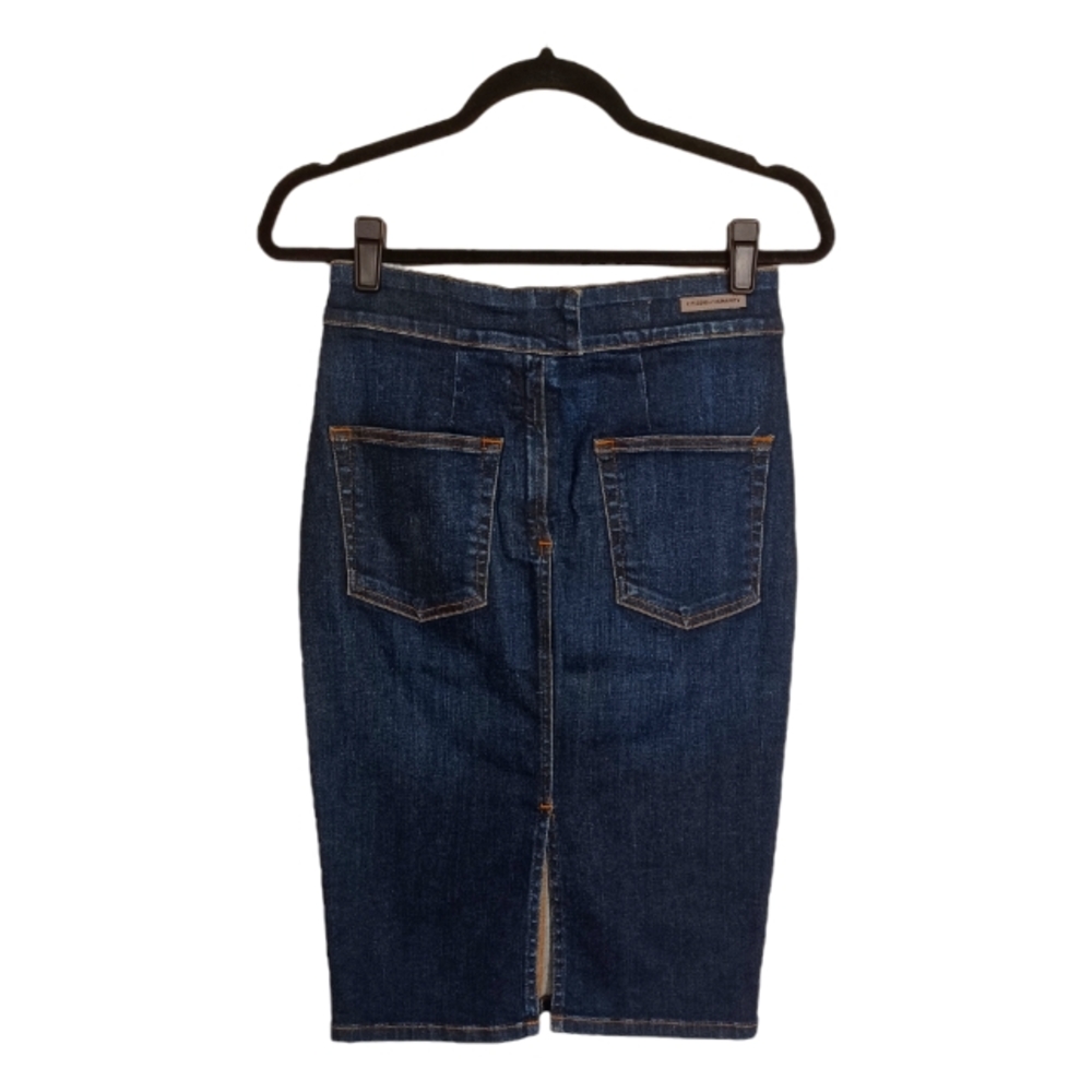 CITIZENS OF HUMANITY Dark Medium Blue Denim Back Slit Pencil Jean Skirt 26